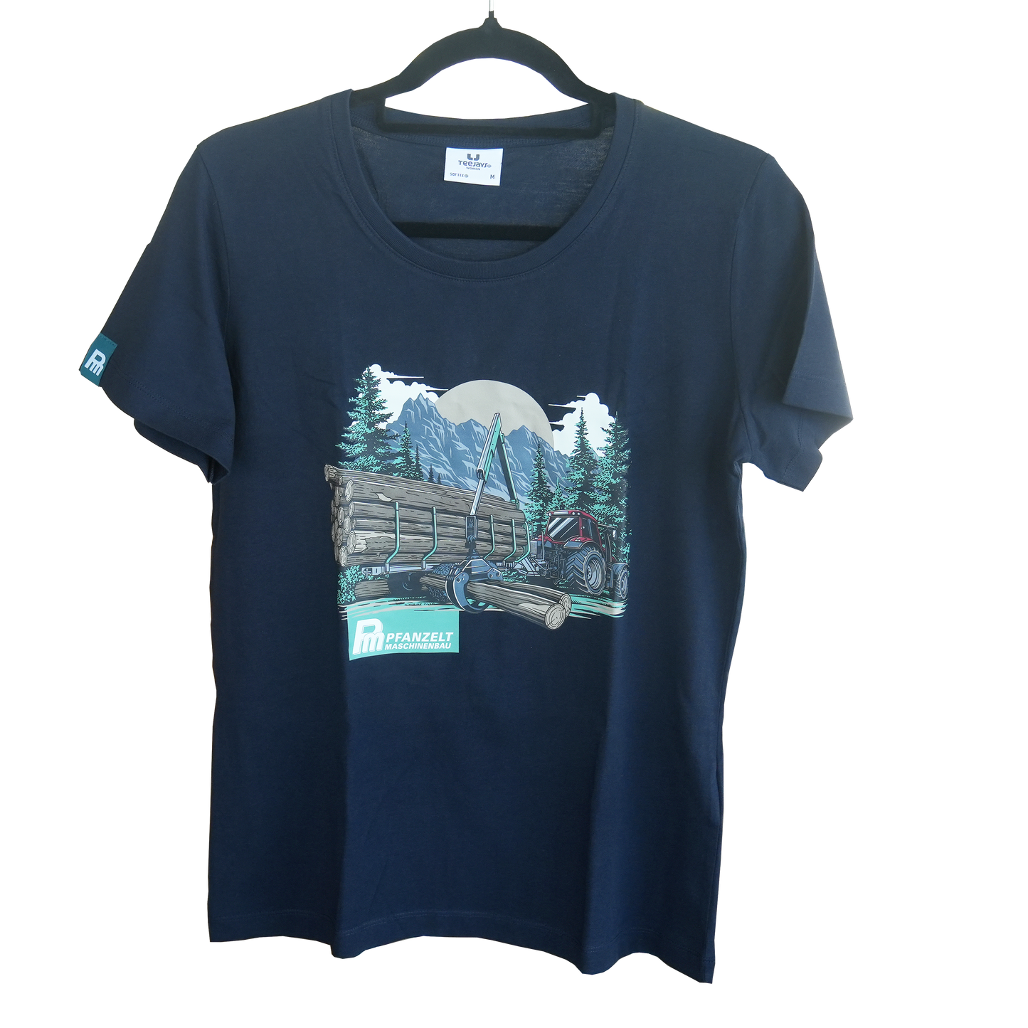 Damen T-Shirt, Rückeanhänger, dunkelblau