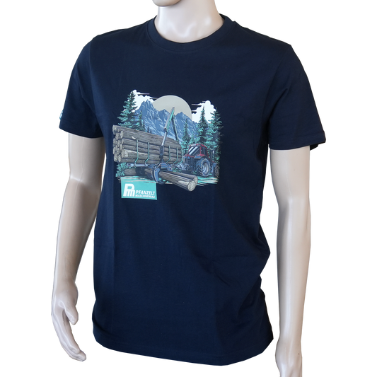 Herren T-Shirt Rückeanhänger, dunkelblau